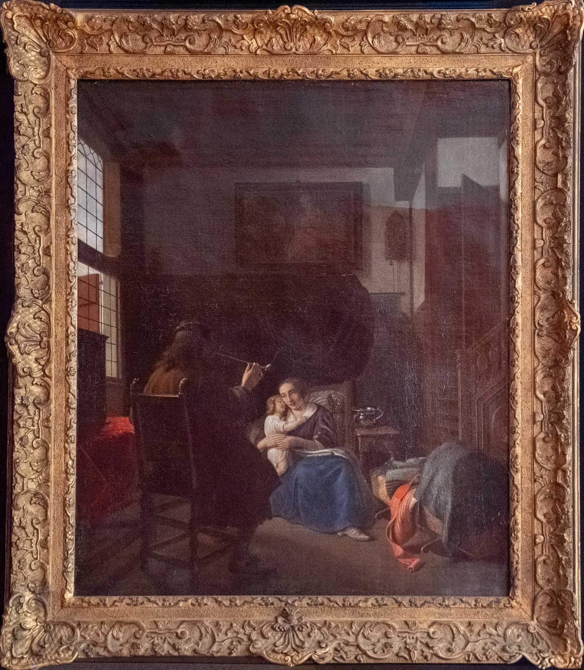 Woman with a Child, Man Smoking, 1663